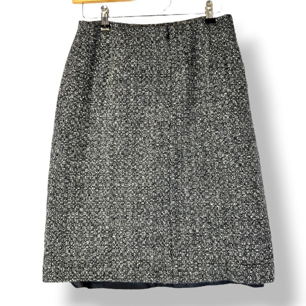 VINTAGE EDDIE BAUER WOOL BLEND SKIRT WOMENS 6 CLASSIC BLACK WHITE GRAY
